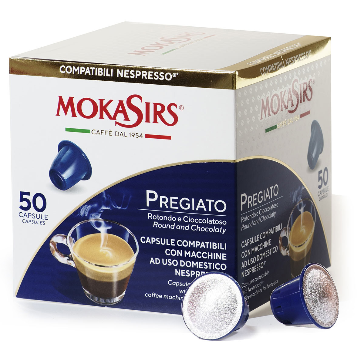 MokaSirs Pregiato Nespresso Compatible Coffee Capsules 50 pcs - El moretto